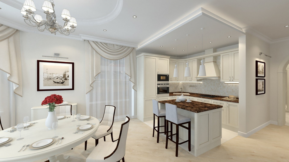 Кухня гостиная ар деко