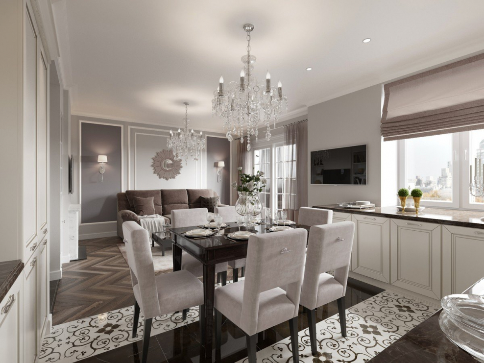 Кухня-гостиная Неоклассика 20 кв