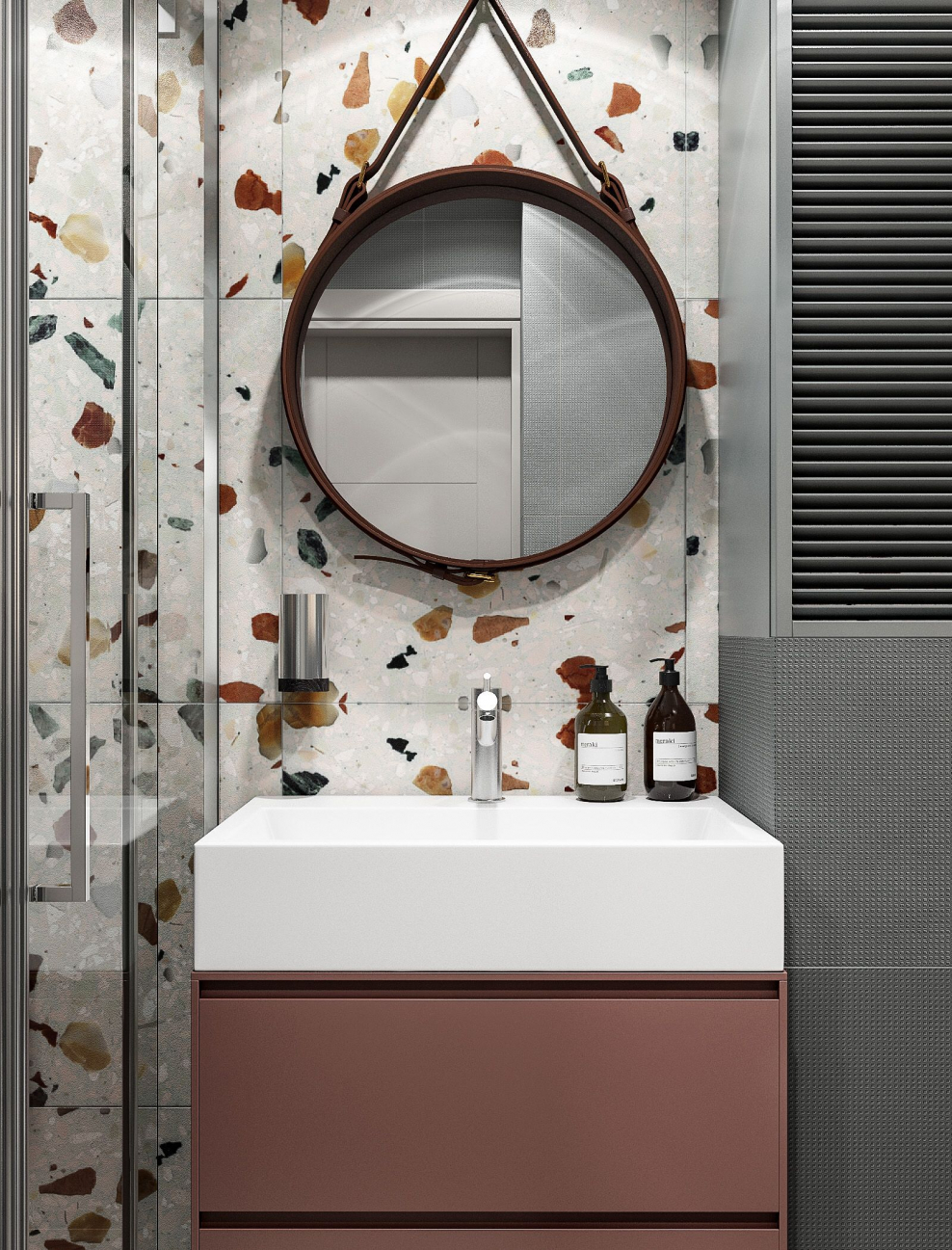 Санузел с плиткой терраццо