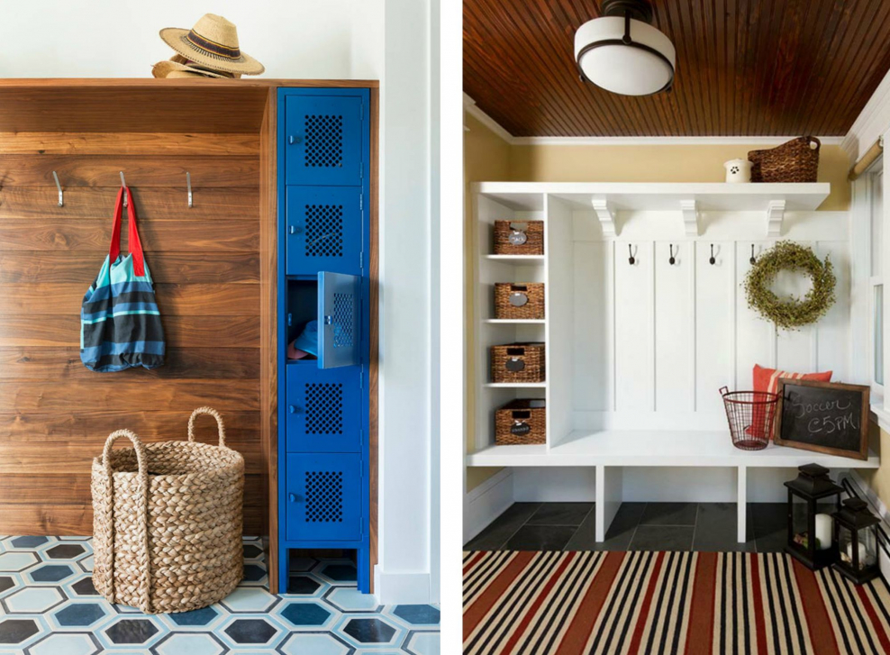 Плетеные корзины в прихожей