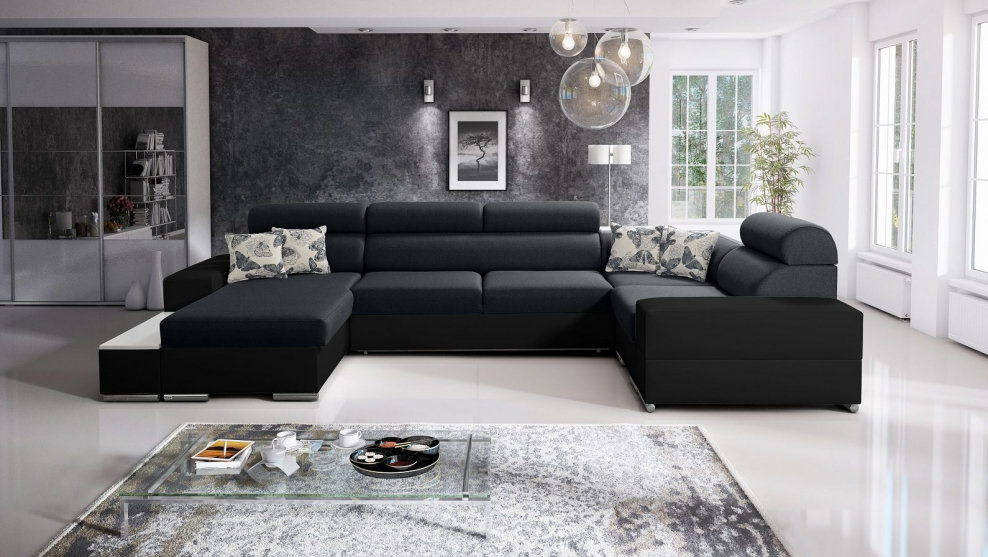 Графитовый диван в интерьере