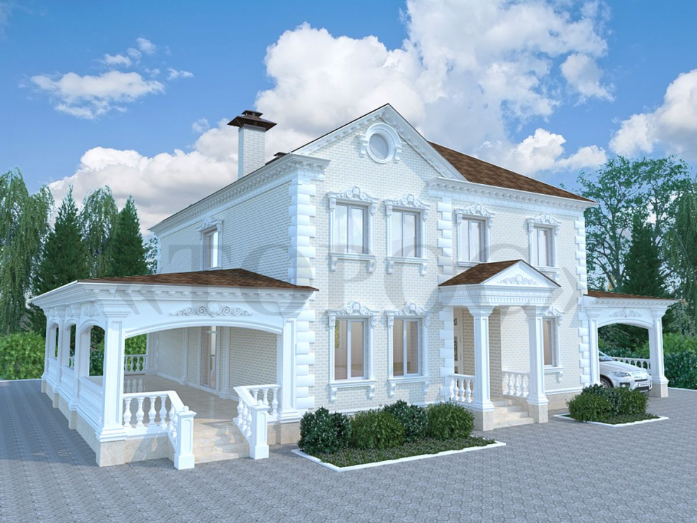 Двухэтажный дом в классическом стиле