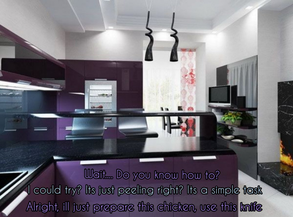 Кухня в черно фиолетовых тонах