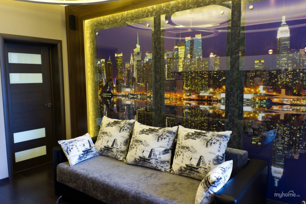 Фотообои город в интерьере
