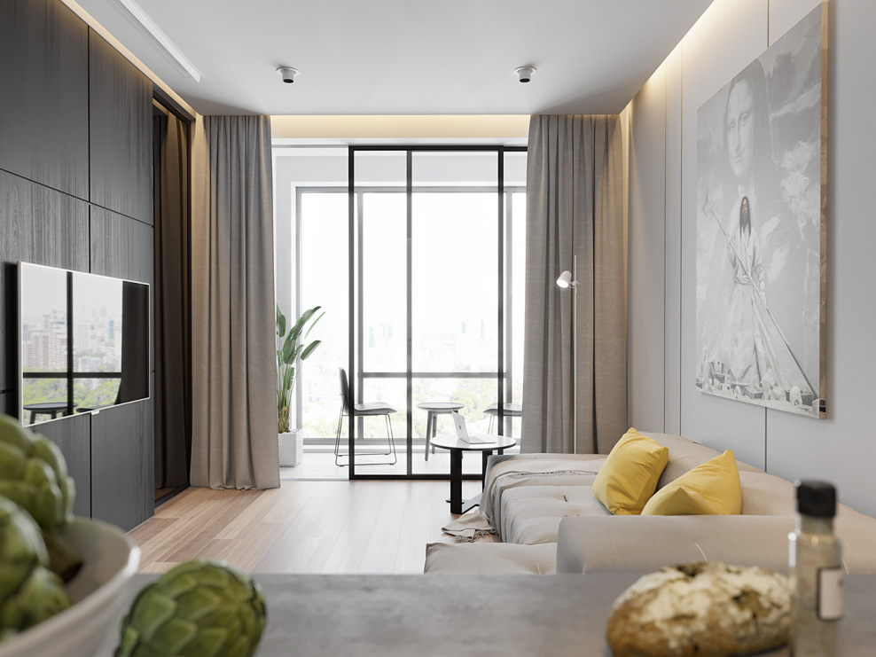 Светлая однокомнатная квартира в современном стиле