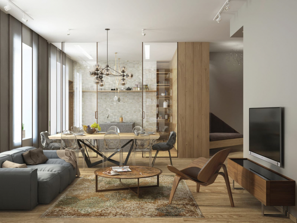 Стильная гостиная для молодой семьи