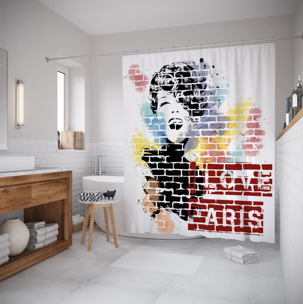 Штора в ванную граффити