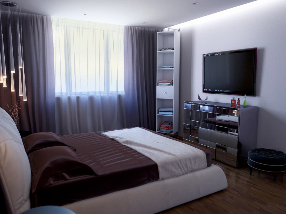 Интерьер узкой спальни в хрущевке