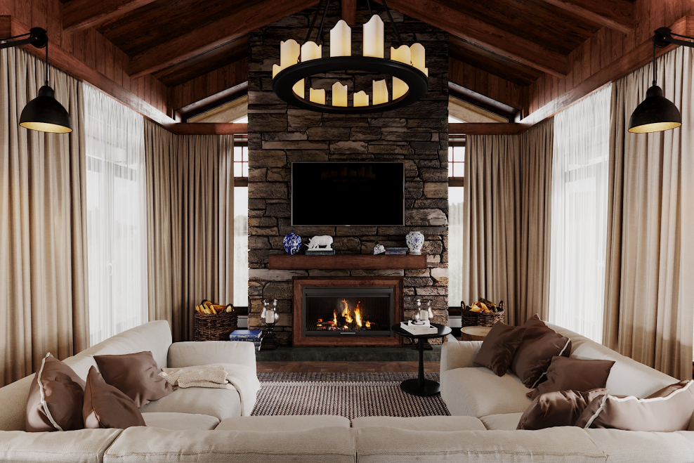 Гостиная с камином