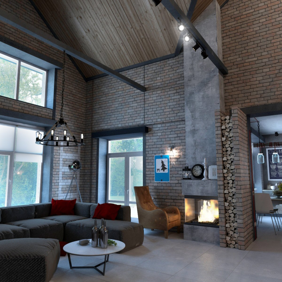 Дача в стиле лофт