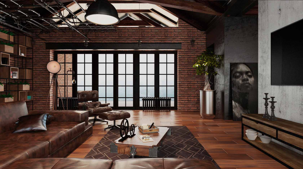 Лофт в загородном доме зал