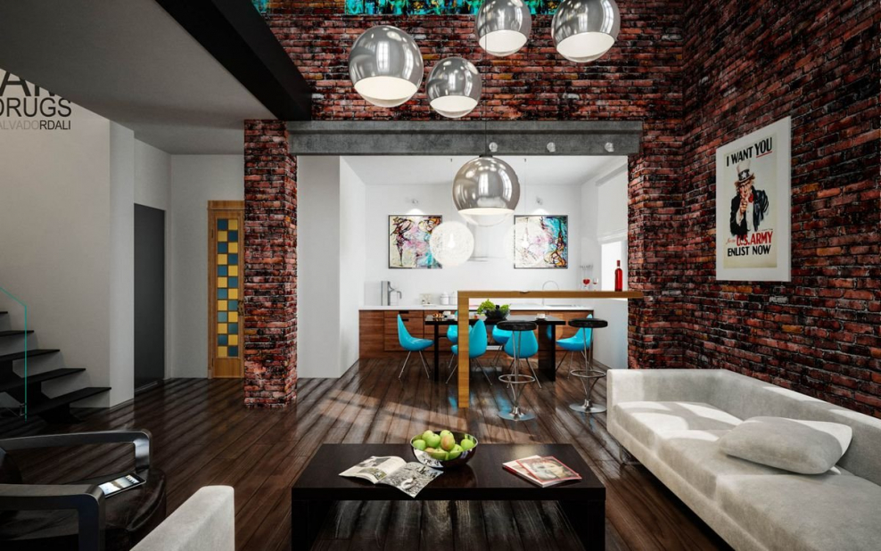 Дизайн интерьера коттеджа лофт