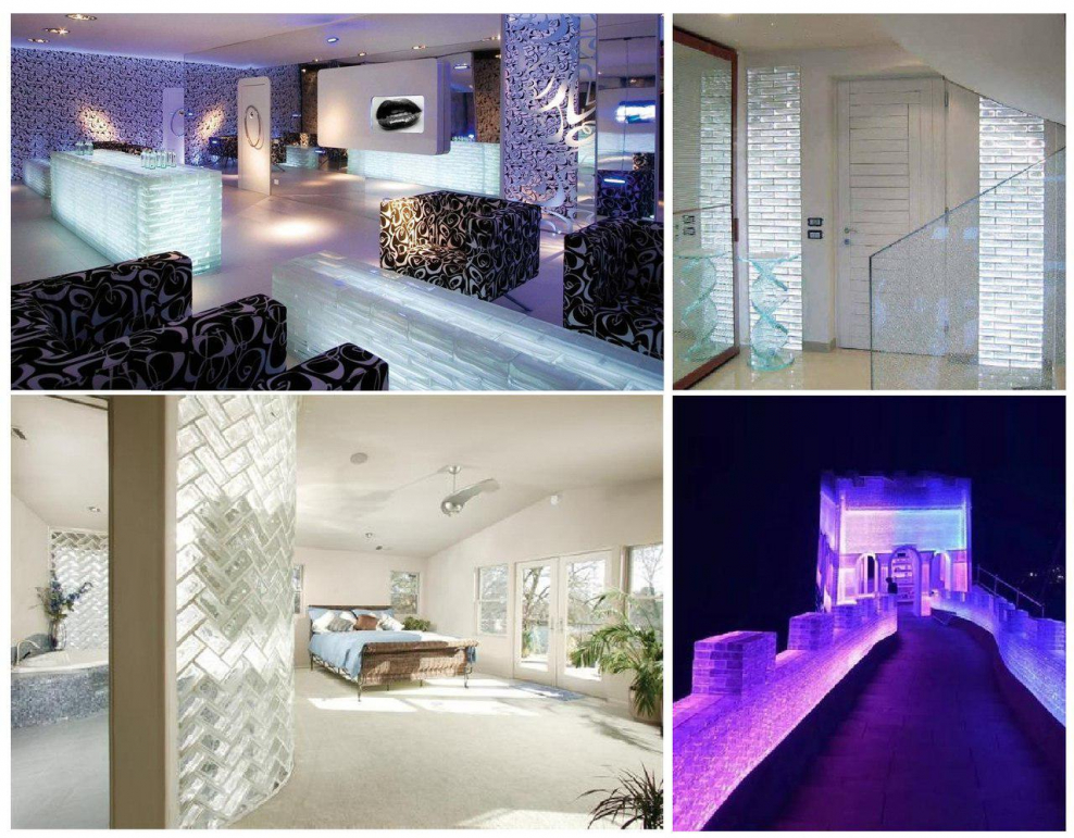 Стеклоблоки с подсветкой в интерьере