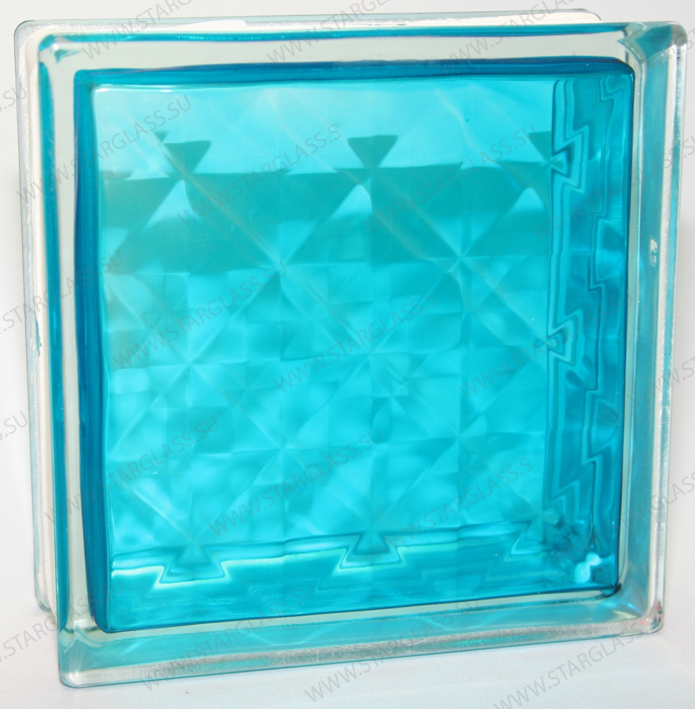 Стеклоблок Алмаз бирюзовый