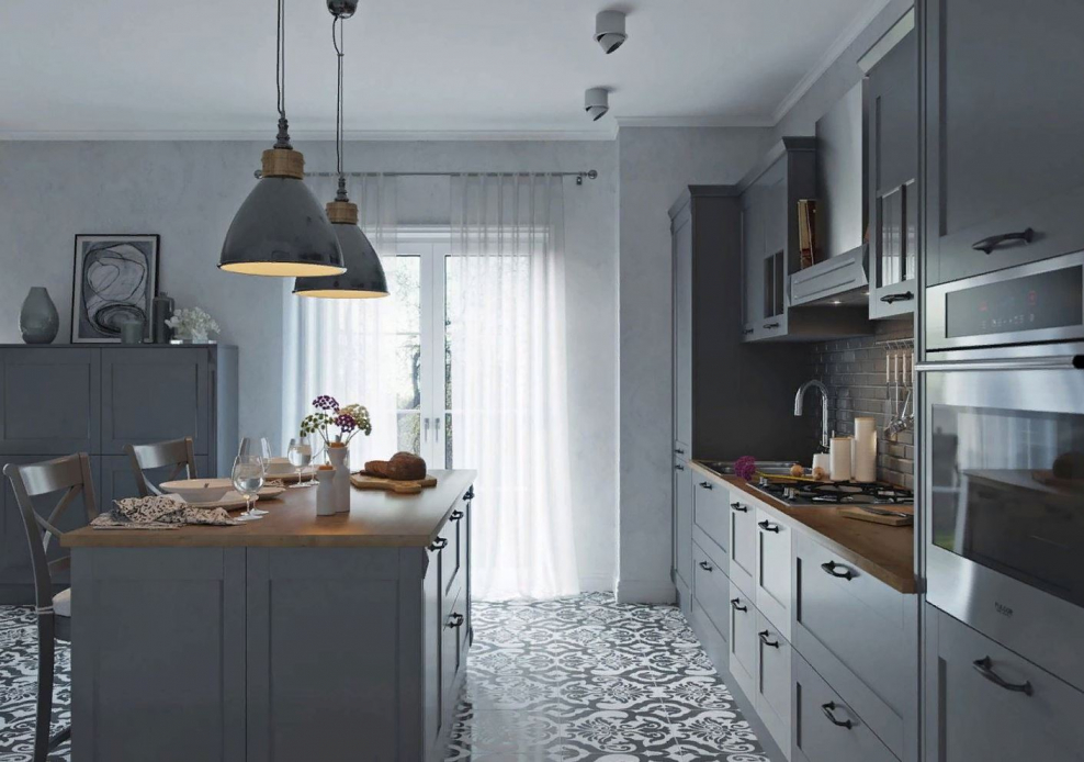 Серые кухни