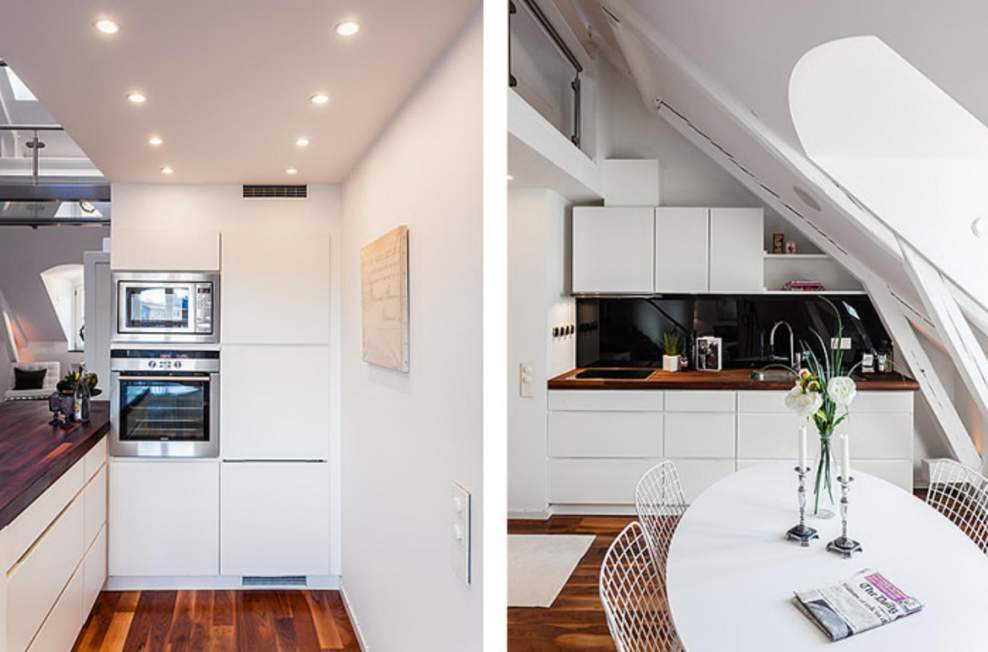 Маленькая кухня с высокими потолками