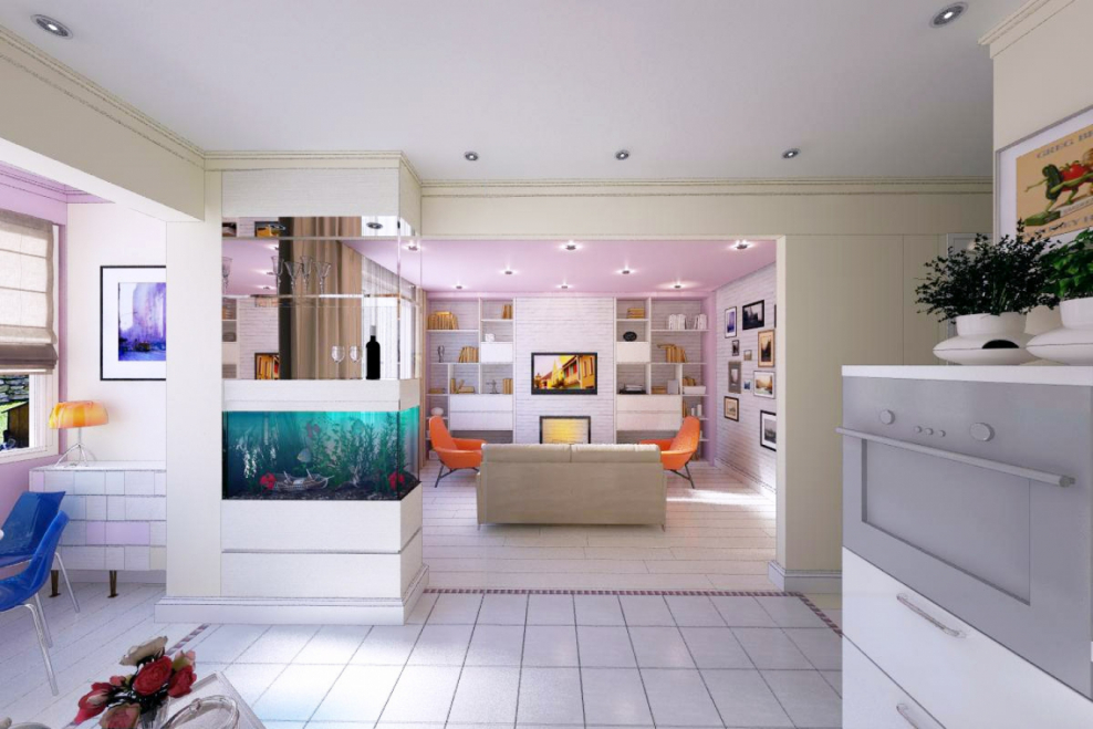 Стенка с аквариумом