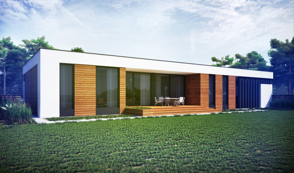 Одноэтажный каркасник с плоской крышей