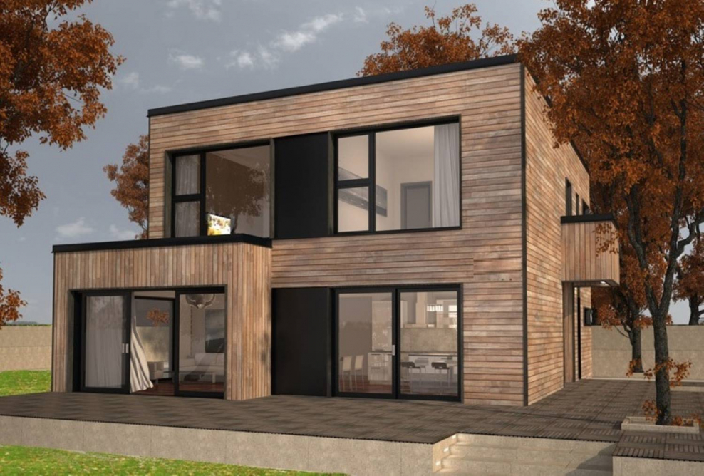 Современный каркасный дом с плоской крышей