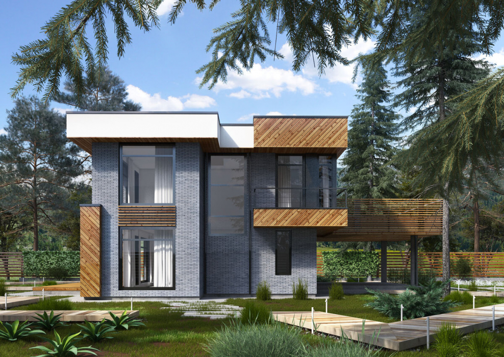 Современный дом с плоской крышей