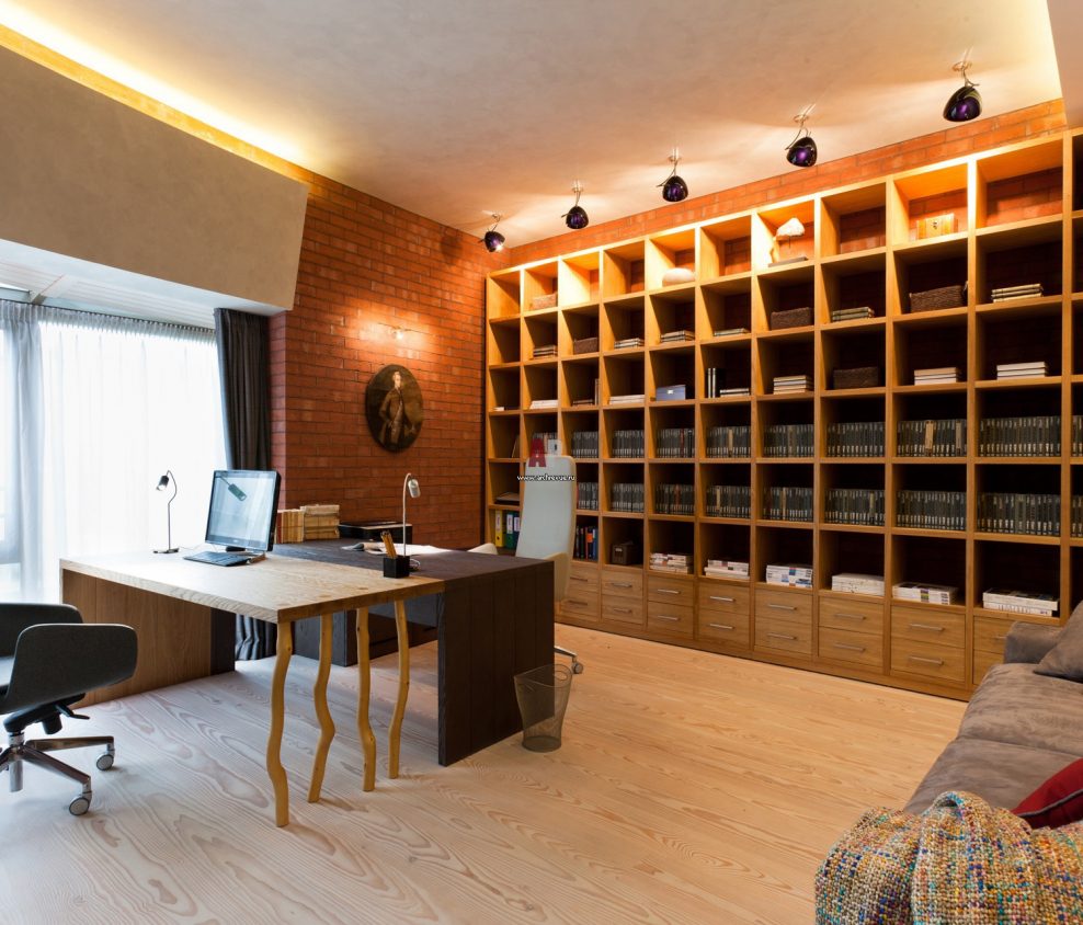 Библиотека в стиле лофт в квартире