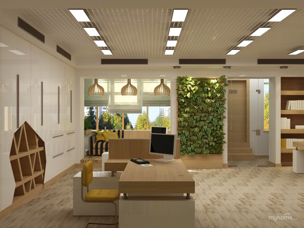 Интерьер офиса в эко стиле