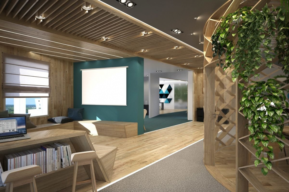 Интерьер офиса в эко стиле