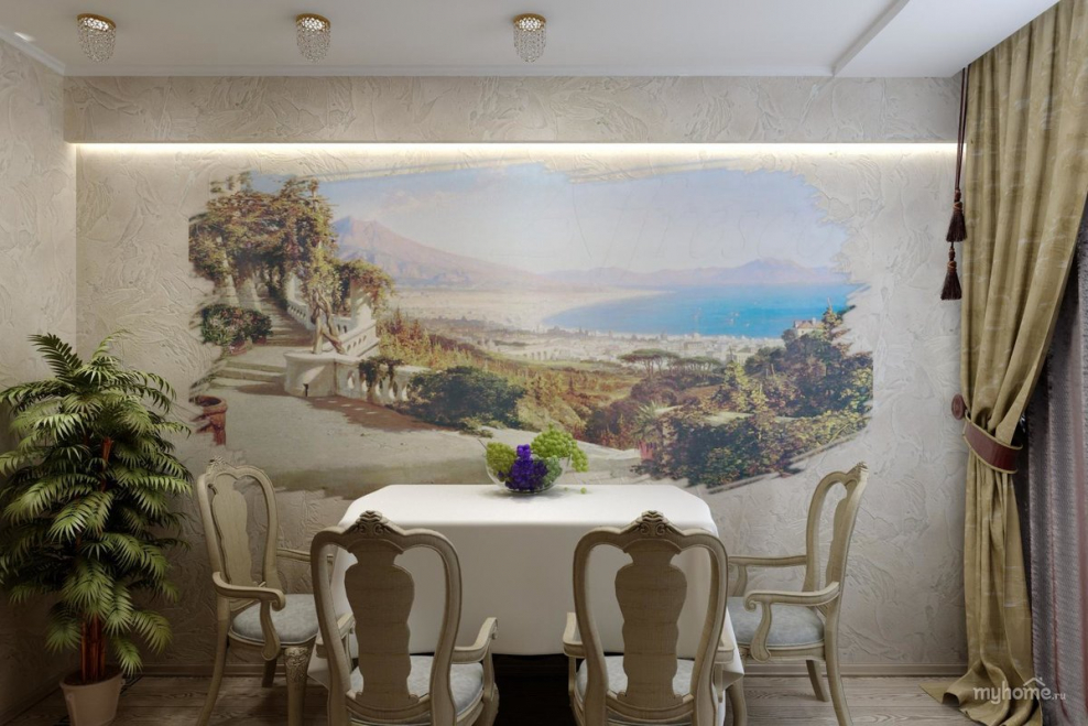 Афреско в интерьере кухни