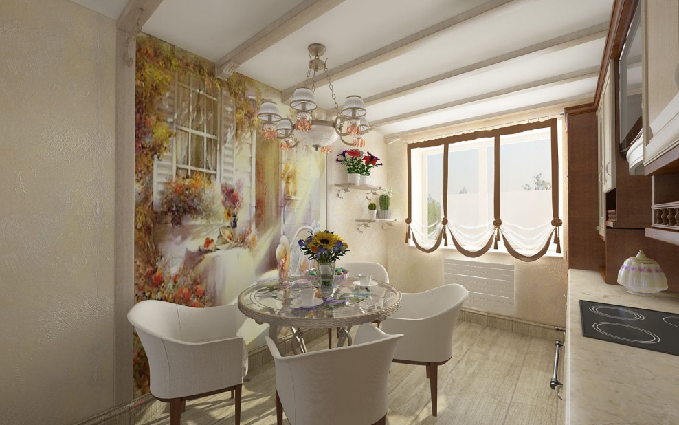 Фрески в интерьере кухни