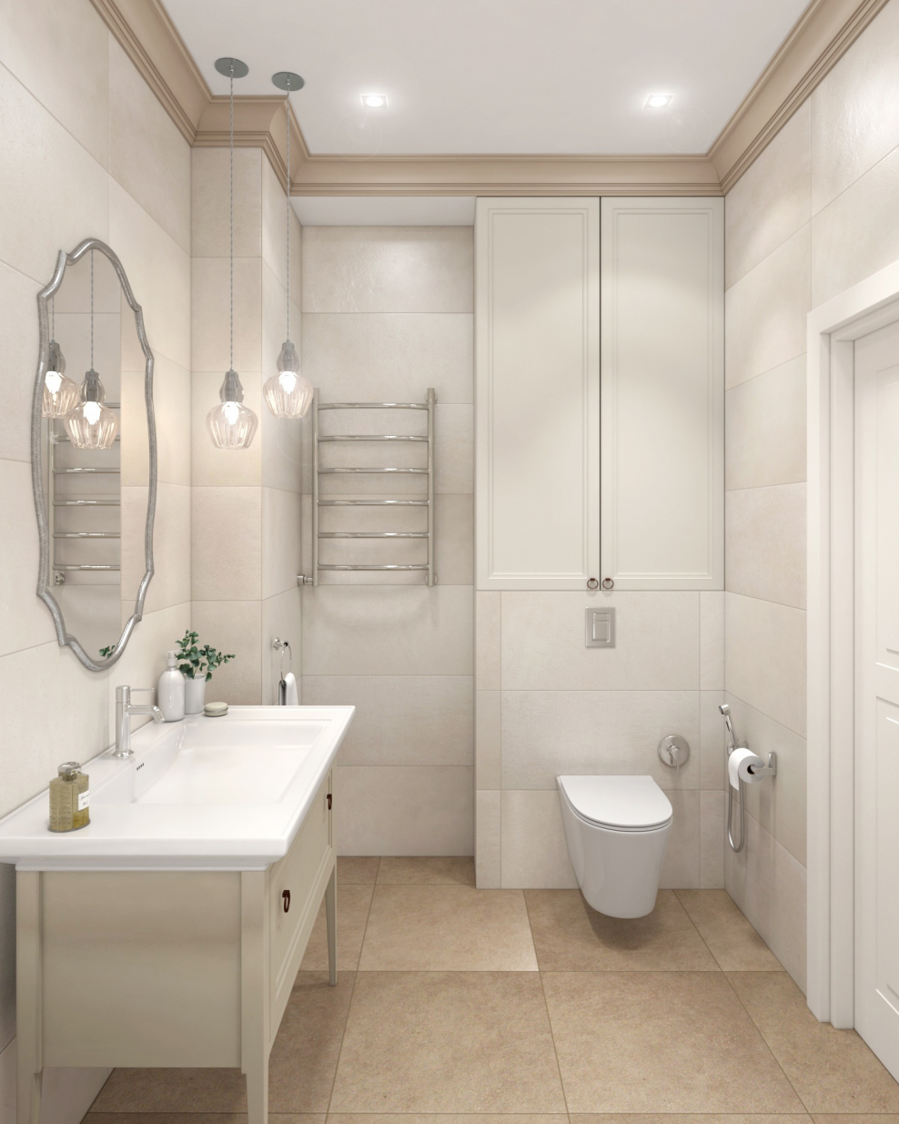 Ванная в светлых тонах