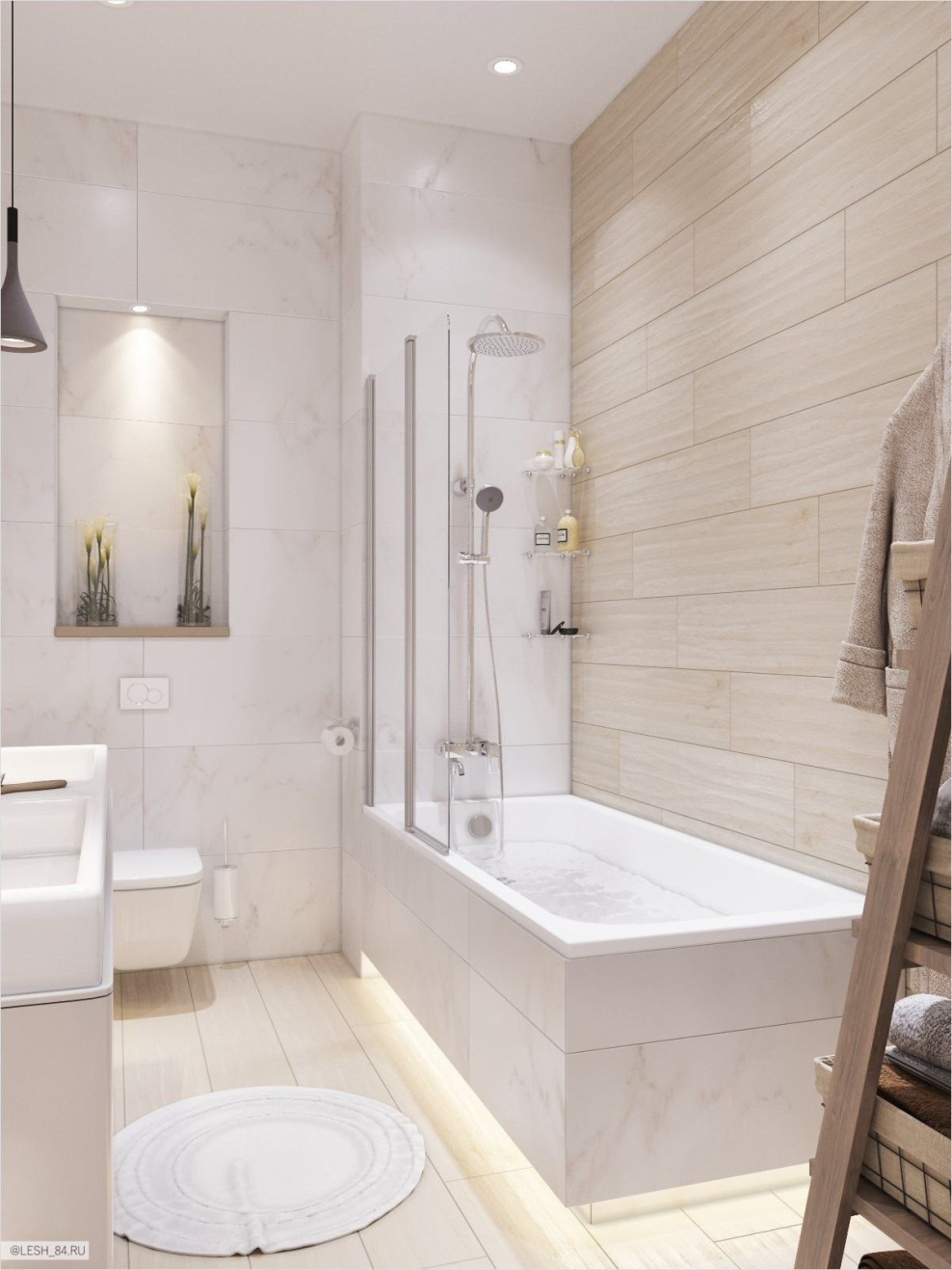 Маленькая светлая ванная комната