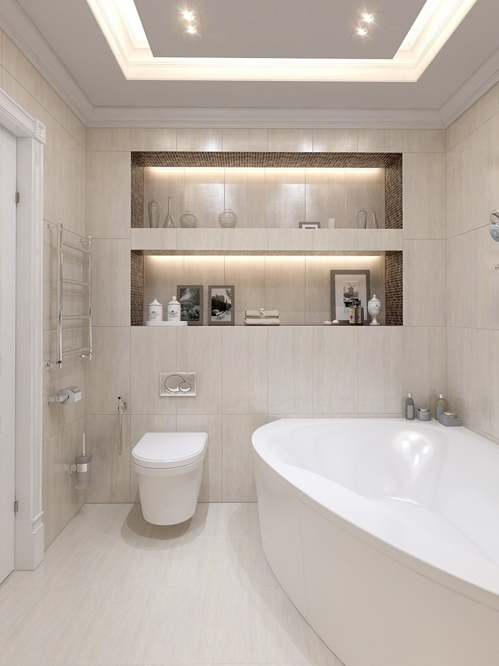 Современная светлая ванная