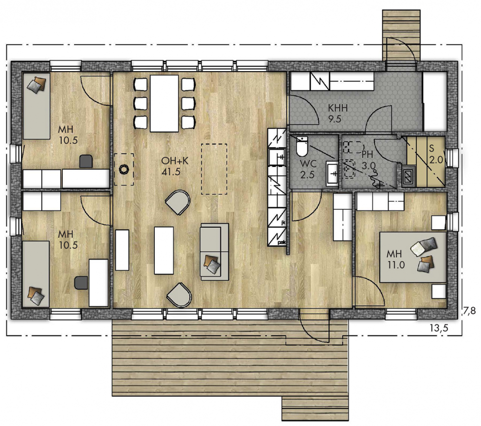 Планировка дачного финского домика