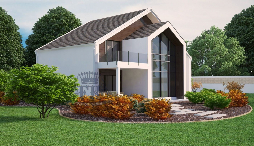 Двухэтажный коттедж в скандинавском стиле