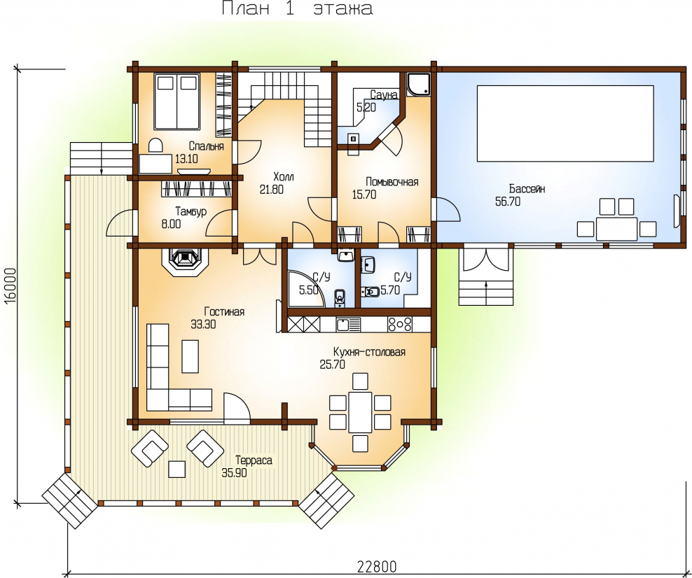 Дом с бассейном планировка