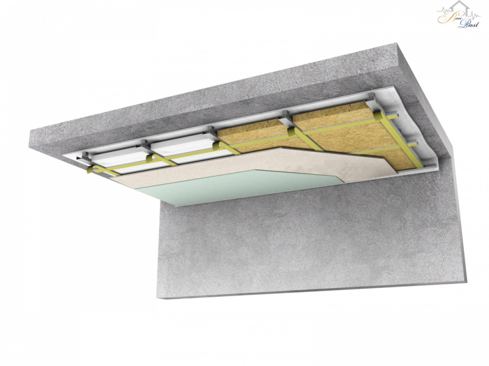 Каркасная система звукоизоляции потолка «стандарт п»