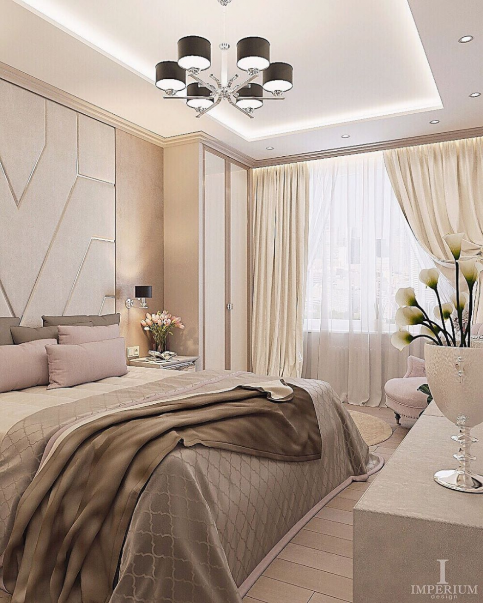 Спальня в бежевых тонах
