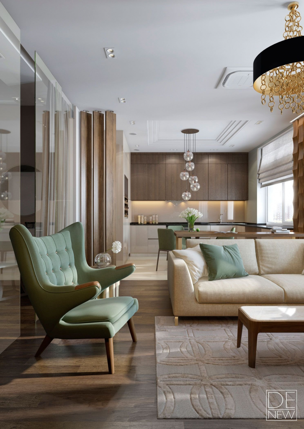 Гостиная в бежевых тонах