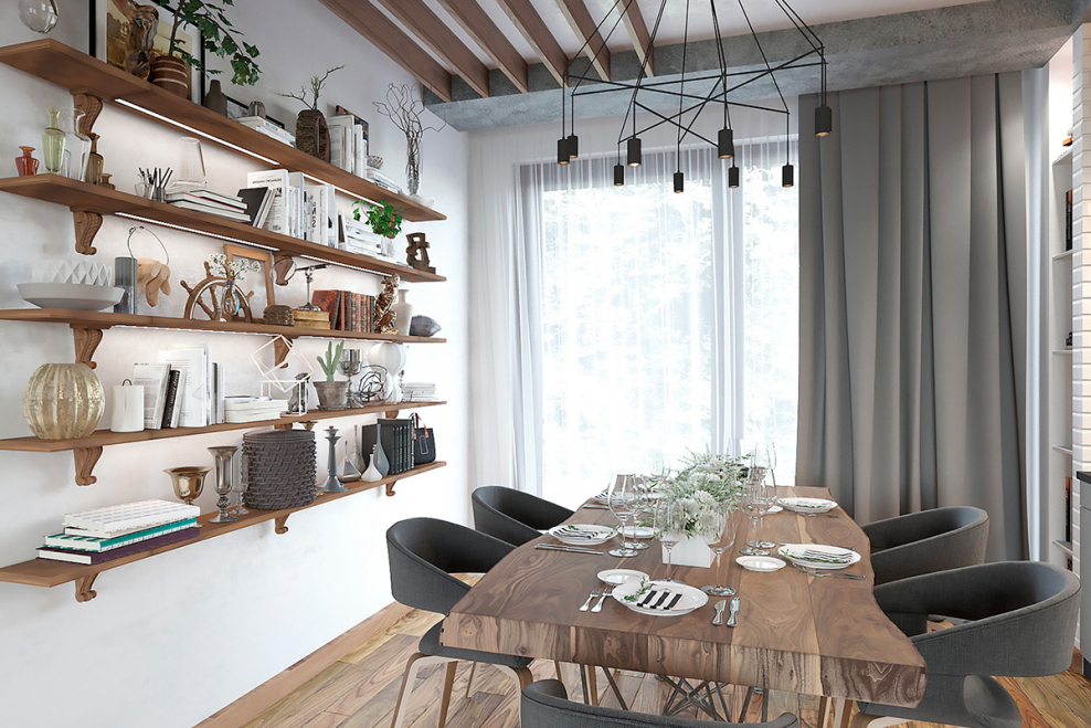 Шторы на кухню лофт