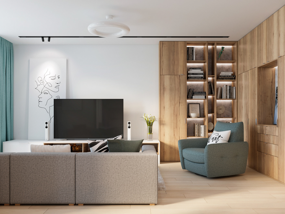 Гостиная с диагональным расположением