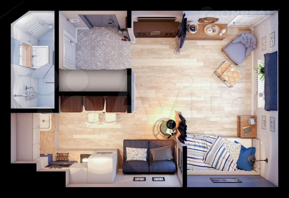 Квартира студия 24м интерьер