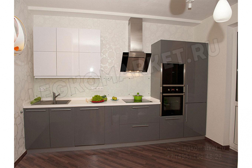 Кухня Люкс 2,4 белый глянец/шоколад глянец