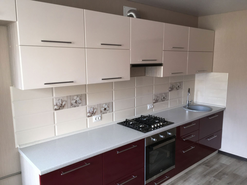 Угловая кухня глянец мокко