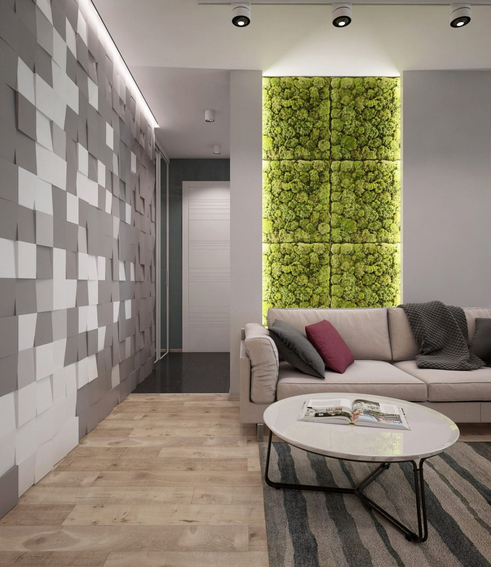 Мох в интерьере лофт