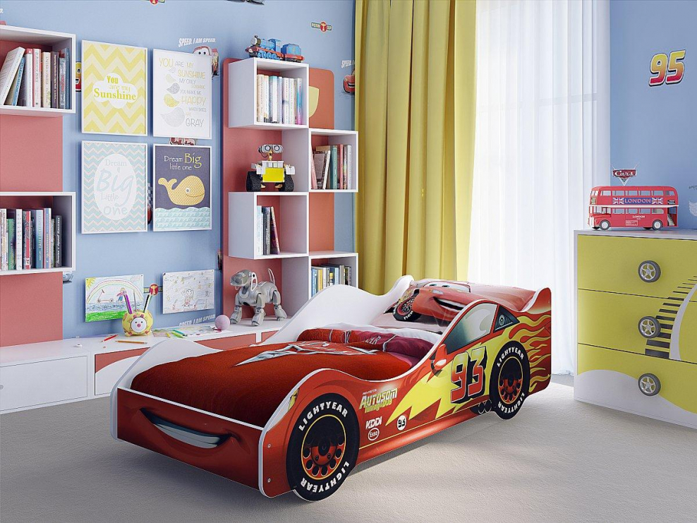 Кровать-машина старт красный