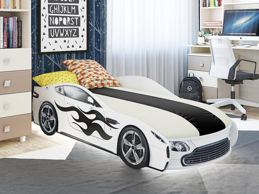 Кровать машина "турбо белая 2"