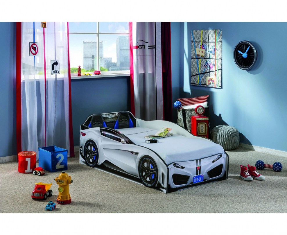 Кровать машина Чилек белая