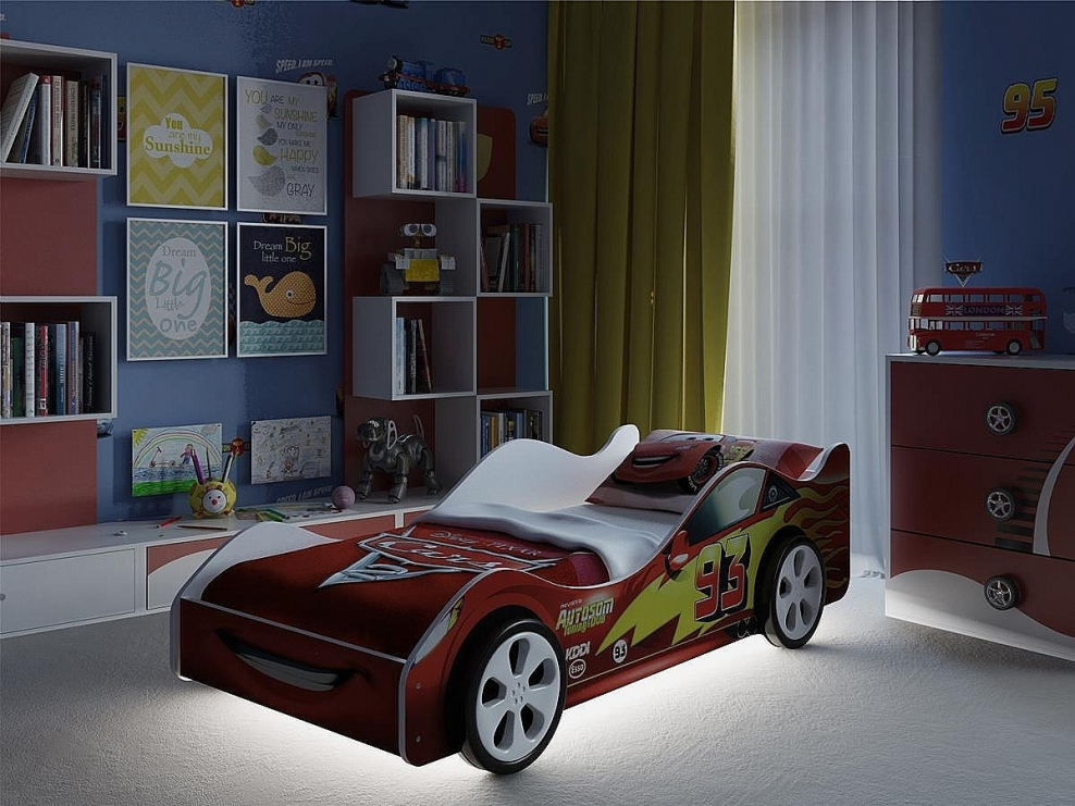 Кровать-машина старт красный