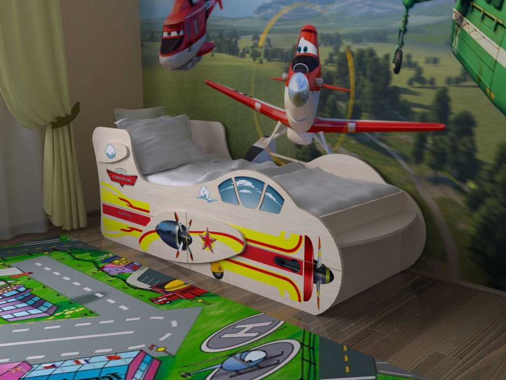 Детская кровать-машинка самолет СЛАВМЕБЕЛЬ