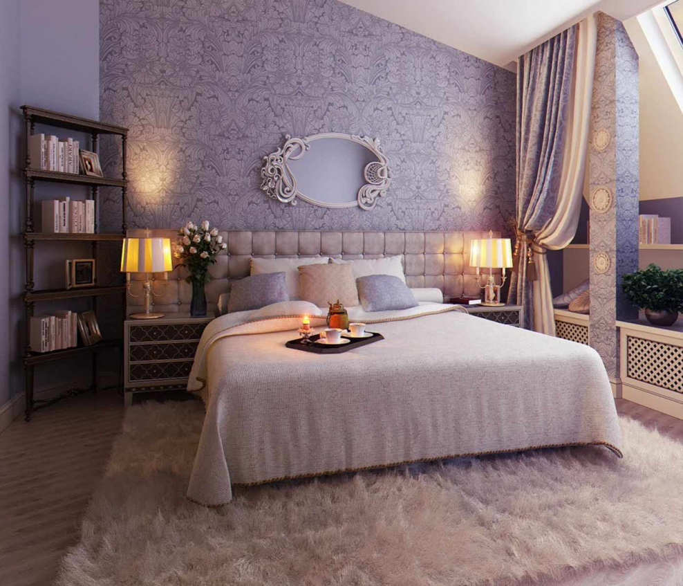 Отделка спальни в доме обои